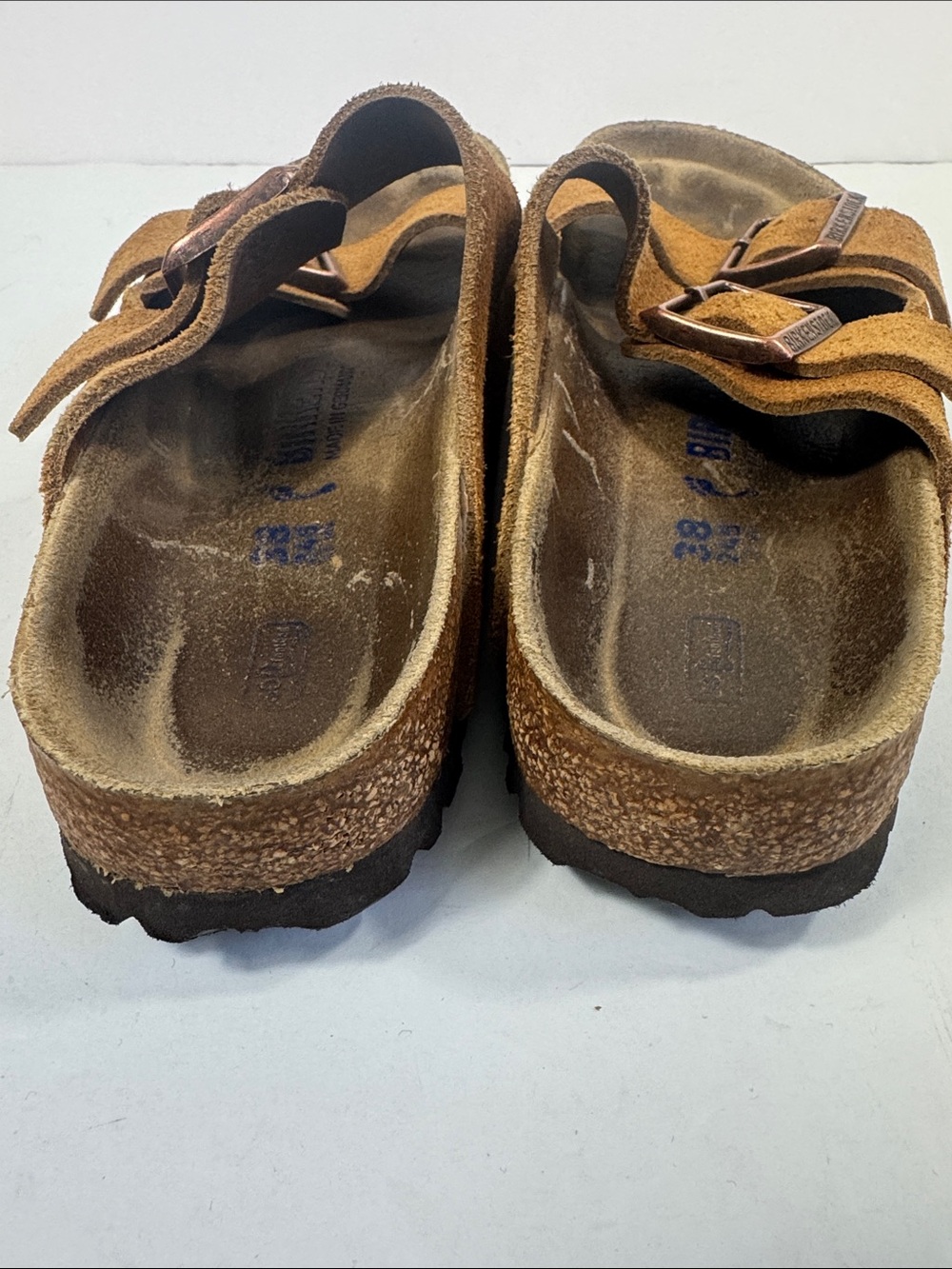 Birkenstock Brown Suede Double-Buckle Sandals Arizona Sz 38 - Picture 8 of 12